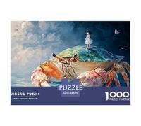 A Giant Green Crab 1000 Pcs Carton Premium Lot de Puzzles Giant Crab & Tiny Girl Stimulant Et Éducatif Jeu Créatif Puzzles As Birthday Gifts 38x26cm/1000pcs