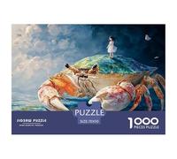 A Giant Green Crab 1000 Pièces Carton Premium Lot de Puzzles Giant Crab & Tiny Girl Anti-Stress Défi Unique Puzzles pour Adultes Et Enfants 70x50cm/1000pcs