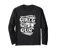 A Girl and Her Gun, T-Shirt pour Femme tireurs ou Pistolet Manche Longue