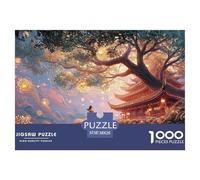 A Girl Dancing Under an Ancient Tree 1000 Pcs Carton Premium Lot de Puzzles Moonlit Temple Anti-Stress Jeu Créatif Puzzles As Birthday Gifts 38x26cm/1000pcs