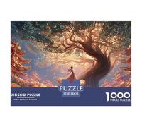 A Girl Dancing Under an Ancient Tree 1000 Pcs Découpe Précise Puzzle Glowing Tree Fantasy Vibrant Jigsaw Jouet Éducatif Déco pour Enfants 38x26cm/1000pcs