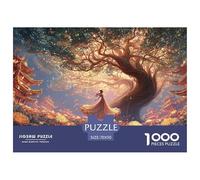 A Girl Dancing Under an Ancient Tree 1000 Piece Découpe Précise Puzzle Glowing Tree Fantasy Famille Jigsaw Jouet Éducatif pour Adultes 70x50cm/1000pcs