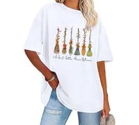 A Girl Gotta Have Options Chemise pour femme Halloween Sorcières T-shirt Bow Floral Balai T-shirts graphiques, blanc, XL