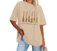 A Girl Gotta Have Options Chemise pour femme Halloween Sorcières T-shirt Bow Floral Balai T-shirts graphiques, kaki, S