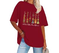 A Girl Gotta Have Options Chemise pour femme Halloween Sorcières T-shirt Bow Floral Balai T-shirts graphiques, bordeaux, XXL