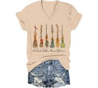 A Girl Gotta Have Options Chemise pour femme Halloween Sorcières T-shirt Bow Floral Balai T-shirts graphiques, Kaki-V, L