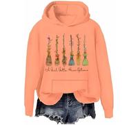 A Girl Gotta Have Options Sweat-shirt à capuche pour femme Halloween sorcières Nœud floral Balai Chemises graphiques, Hami Orange-H, S