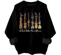 A Girl Gotta Have Options Sweat-shirt à capuche pour femme Halloween sorcières Nœud floral Balai Chemises graphiques, Noir , XXL