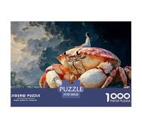 A Girl Sits on The Back of an Enormous Crab 1000 Pièces Carton Extra-épais Coffret De Puzzles Kitten Stimulant Et Éducatif Défi Unique Puzzles pour Adultes Et Enfants 38x26cm/1000pcs