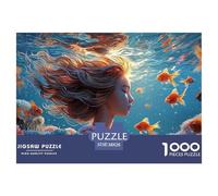 A Girl Swimming in The Water 1000 Pcs Carton Extra-épais Coffret De Puzzles Underwater Fantasy Stimulant Et Éducatif Défi Unique Puzzles pour Adultes Et Enfants 38x26cm/1000pcs