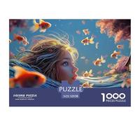 A Girl Swimming in The Water 1000 Pcs Carton Extra-épais Lot de Puzzles Underwater Fantasy Stimulant Et Éducatif Jeu Familial Puzzles pour Adultes Et Enfants 52x38cm/1000pcs
