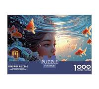 A Girl Swimming in The Water 1000 Pcs Carton Premium Coffret De Puzzles Underwater Fantasy Stimulant Et Éducatif Jeu Familial Puzzles pour Adultes Et Enfants 38x26cm/1000pcs
