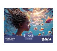 A Girl Swimming in The Water 1000 Pcs Carton Premium Lot de Puzzles Underwater Fantasy Anti-Stress Jeu Familial Puzzles As Birthday Gifts 52x38cm/1000pcs