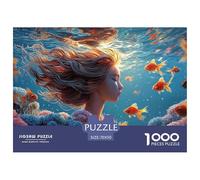 A Girl Swimming in The Water 1000 Pièces Carton Extra-épais Lot de Puzzles Underwater Fantasy Anti-Stress Jeu Familial Puzzles As Birthday Gifts 70x50cm/1000pcs