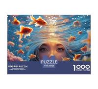A Girl Swimming in The Water 1000 Pièces Carton Extra-épais Lot de Puzzles Underwater Fantasy Anti-Stress Jeu Familial Puzzles As Birthday Gifts 38x26cm/1000pcs