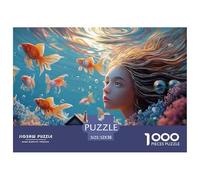 A Girl Swimming in The Water 1000 Pièces Carton Premium Lot de Puzzles Underwater Fantasy Stimulant Et Éducatif Jeu Familial Puzzles pour Adultes Et Enfants 52x38cm/1000pcs