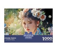 A Girl with Flowers in Her Hair 1000 Pièces Carton Premium Lot de Puzzles Kitten Anti-Stress Défi Unique Puzzles As Birthday Gifts 38x26cm/1000pcs