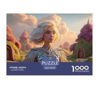 A Girl with Red Wings 1000 Pcs Carton Extra-épais Coffret De Puzzles Fairy Tale Town Stimulant Et Éducatif Jeu Créatif Puzzles As Birthday Gifts 70x50cm/1000pcs
