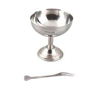 à glace en acier inoxydable 304, style rétro, avec pied et fourchette, pour salade et dessert, pour fête de Noël, argent (Taille moyenne 10 cm)