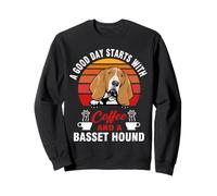 A Good Day Starts with Coffee and A Basset Hound Dog Puppy Sweatshirt