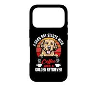 A Good Day Starts with Coffee and A Golden Retriever Dog Coque pour iPhone 17 Pro