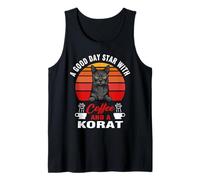 A Good Day Starts with Coffee and A Korat Cat Funny Cats Débardeur