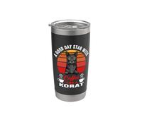 A Good Day Starts With Coffee And A Korat Cat Funny Cats Gobelet isotherme en acier inoxydable double paroi