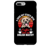 A Good Day Starts with Coffee and an English Mastiff Dog Coque pour iPhone 7 Plus/8 Plus