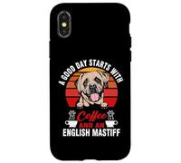 A Good Day Starts with Coffee and an English Mastiff Dog Coque pour iPhone X/XS