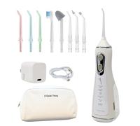 A Good Thing Hydropulseur dentaire 5 modes, 8 buses, réservoir de 300 ml, chargeur de type C, nettoyeur de langue, fil dentaire, sac de voyage, étanche IPX7 pour soins bucco-dentaires portables