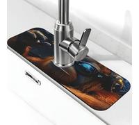 A Gorilla Portant des écouteurs et des lunettes de soleil Tapis de robinet anti-éclaboussures pour robinet de cuisine, poignée de robinet attrape-gouttes pour salle de bain (38,1 x 14 cm)