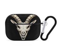 A Gothic Goat Skull for Airpod Pro Coque rigide de protection complète contre les chutes avec porte-clés compatible avec AirPod Pro 2e/1ère génération, LED avant visible, noir