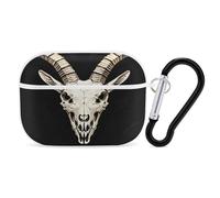 A Gothic Goat Skull for Airpod Pro Coque rigide de protection complète contre les chutes avec porte-clés compatible avec AirPod Pro 2e/1ère génération, LED avant visible, blanc
