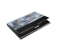 A Group of Dolphins with Long Beaks Jumped Out of The Water PU Leather Stainless Steel Business Card Holder Name Card Holder Slim Credit Wallet, Unisex Business Card Case Multi Card Case