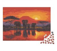 A Group of Éléphants Stood on The RiverbankPuzzles 1000 Pièces pour Adultes, Jeux Éducatifs, Décoration D'intérieur38x26cm/1000pcs