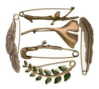 A&H Zier - Lot de 6 épingles à nourrice décoratives extra larges pour vêtements - Épingles à nourrice rétro géantes pour pull - broches vintage pour femmes (bronze)