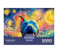 A Happy Smiling Pitbull Dog 1000 Pièces Carton Premium Coffret De Puzzles Smiling Pitbull Stimulant Et Éducatif Défi Unique Puzzles As Birthday Gifts 52x38cm/1000pcs