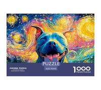 A Happy Smiling Pitbull Dog 1000 Pièces Carton Premium Lot de Puzzles Smiling Pitbull Anti-Stress Défi Unique Puzzles pour Adultes Et Enfants 70x50cm/1000pcs