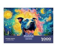 A Happy Smiling Pitbull Dog 1000 Pièces Carton Premium Lot de Puzzles Smiling Pitbull Anti-Stress Jeu Créatif Puzzles As Birthday Gifts 70x50cm/1000pcs