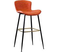 à Hauteur comptoir, bartools Cuir PU rembourré Dos, tabourets Hauts Cuisine avec Jambe en métal Repose-Pieds, chaises de Bar Les Cuisines pour Le Petit-déjeuner île (orange-1ps, 73 cm)
