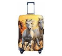 A Herd of Horses were Running in The River Housse de protection élastique pour valise de voyage Motif imprimé anti-rayures, Noir , S