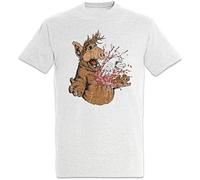 A Horror T-Shirt Alf Fun Alien Halloween Splatter Blood Cat Cats Funny White Manches Courtes(3X-Large)