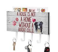 A House is Not A Home Without A Border Collie - Support mural pour clés - Règles d'animaux domestiques - Organiseur de clés rustique - Décoration pour entrée, couloir, cuisine, bureau - 17,8 x 10,2 cm