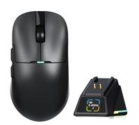 A.JAZZ AJ159P Souris Gaming sans Fil Ultra-légère avec Station RGB-Noir | Tri-mode Bluetooth/2.4G/USB-C, Capteur PixArt PAW3311, 24000 DPI Boutons Programmables, for Game/Office/PC/Mac/Win11
