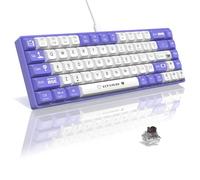 A.JAZZ AK680 Clavier de Jeu mécanique Filaire à 65% avec échange à Chaud,68 Touches Portable Anti-ghosting,éclairage Arc-en-Ciel programmable,Sandwich EVA,Ergonomique,Interrupteur Marron-Violet