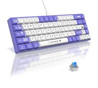 A.JAZZ AK680 Clavier de jeu mécanique filaire à 65% avec échange à chaud,68 touches portables anti-ghosting,éclairage arc-en-ciel programmable,sandwich EVA,ergonomique,interrupteur bleu,MAC/WIN-Violet