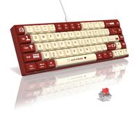 A.JAZZ AK680 Clavier de jeu mécanique filaire à 65% avec échange à chaud,68 touches portables anti-ghosting,éclairage arc-en-ciel programmable,sandwich EVA,ergonomique,interrupteur rouge,MAC/WIN-Rouge
