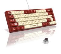 A.JAZZ AK680 Clavier de Jeu mécanique Filaire à 65% avec échange à Chaud,68 Touches Portables Anti-ghosting,éclairage Arc-en-Ciel programmable,Sandwich EVA,Ergonomique,Interrupteur Marron-Rouge