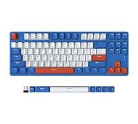 A.JAZZ AK871 Clavier de Jeu sans Fil 75%, Bluetooth/2,4 GHz Double Modes, TKL 80% Clavier Mécanique avec Interrupteur Rouge Linéaire Hot-Swappable, Compact 87 Touches, No Backlit pour Win/Mac - Bleu