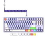 A.JAZZ Clavier de jeu filaire à 75 %, commutateur pré-lubed personnalisé TKL 80 % Gasket Clavier mécanique, Light Up QWERTY Color PBT Keycap 87 anti-ghosting, câble USB-C spirale pour PC/Mac - Violet